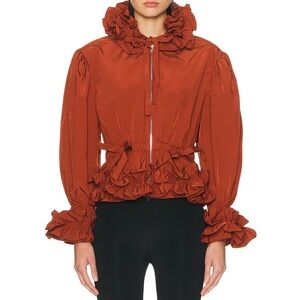AKNVAS Burgundy Ruffle Jacket